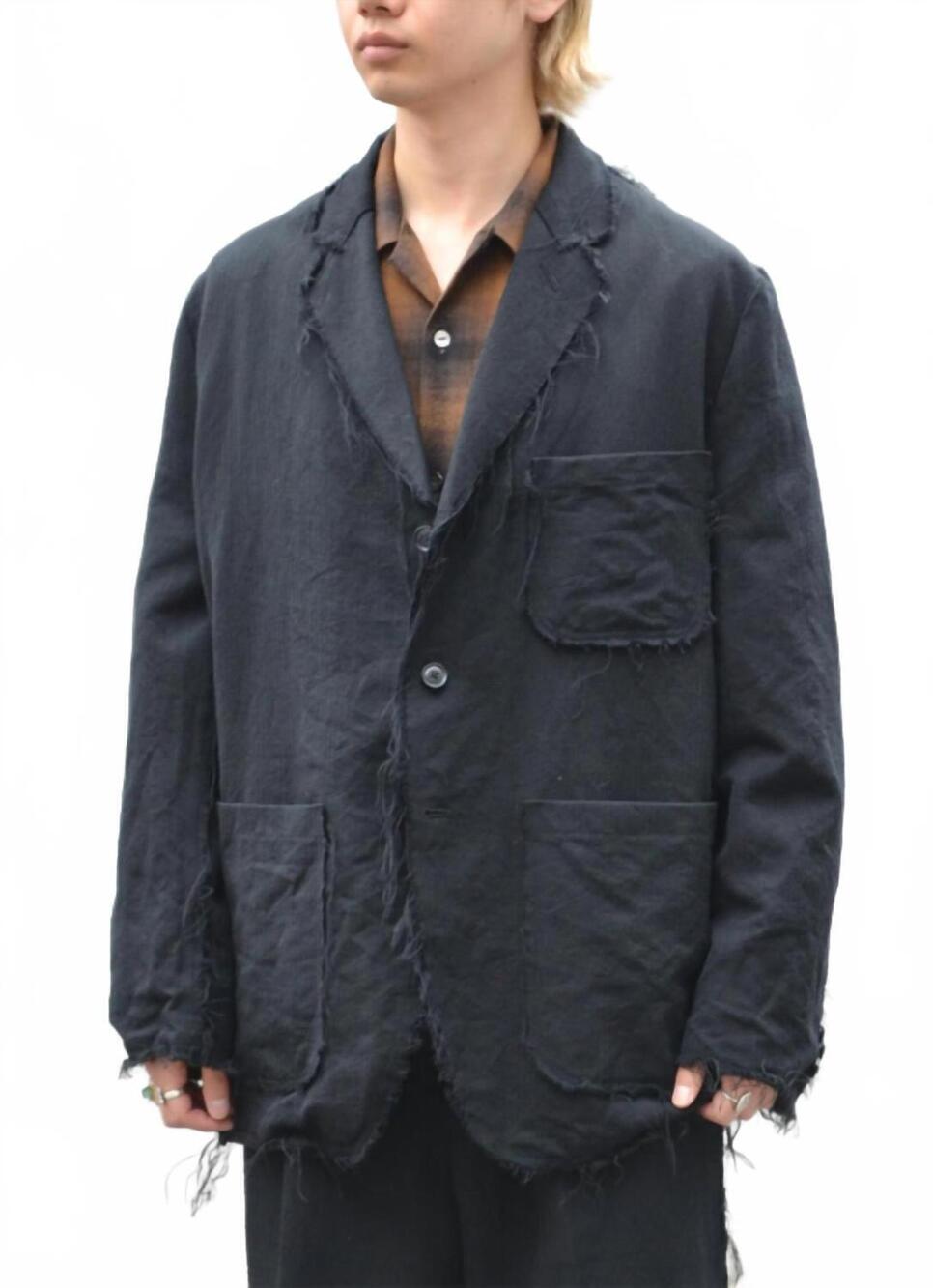 NEW NEEDLES raw edge button jacket in black
